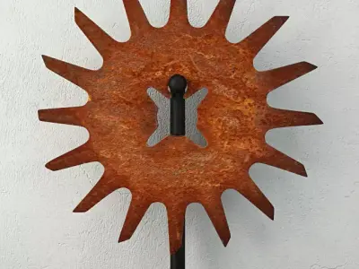 Cultivator Wheel on Iron Stand 3D model