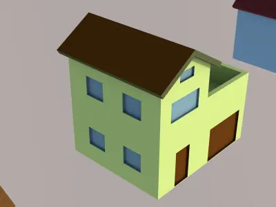 house city with lighthouse Low-poly 3D model
