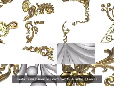 a set of 10 corner decorative patterns ready for 3D printing 3D Model Pack