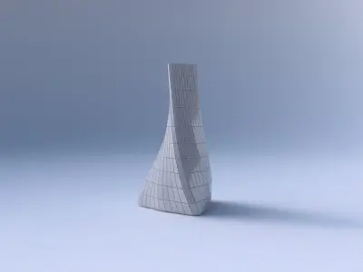 Vase twist tilted triangle with grid plates 3D print model
