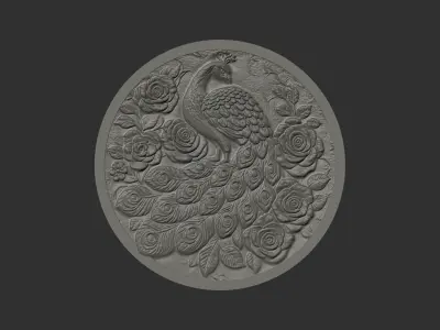 peacock roses cnc model 3D print model