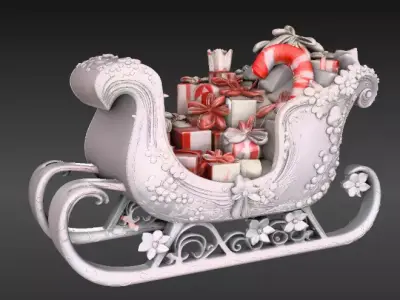 Christmas Candy  Gift Sleigh Fully Joint Model  Low-poly 3D model