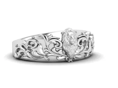 Lion ring with ornaments 3D print model