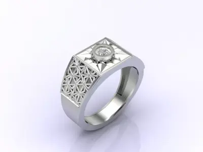 Print Ready STL 3DM  Gents Rings Diamond Men Ring  3D print model 204