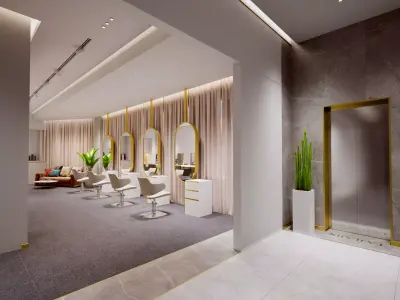 Light luxury barbershop High-Quality Hairdressing Interior 3D model