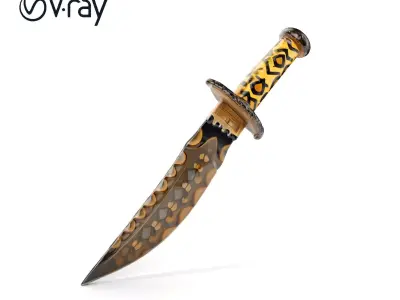 Intricate Ornamental Knife D Model Pack Low-poly 3D model