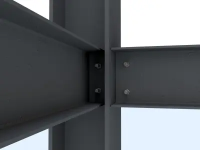 Steel Girder Frame Structure With Bolts Low-poly 3D model