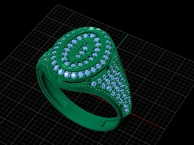 Print Ready STL 3DM  Gents Rings Diamond Men Ring  3D print model 218