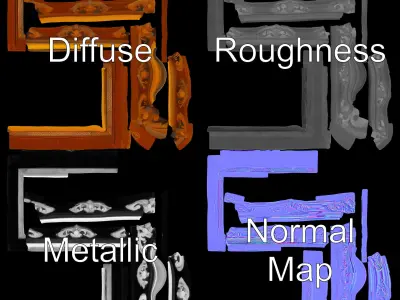 Ornate Vintage Picture Frame Model Pack Low-poly 3D model