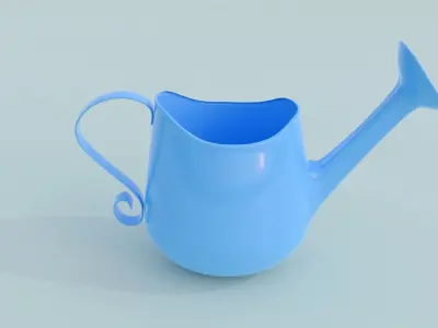 Watering Can and Wheelbarrow Wooden Free 3D model