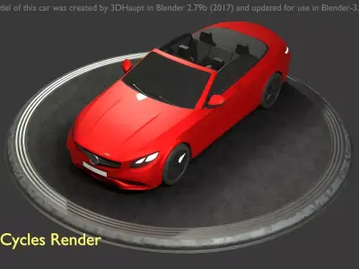 City Car 34 Top-Class Cabrio Open Type-A Red Low-poly 3D model