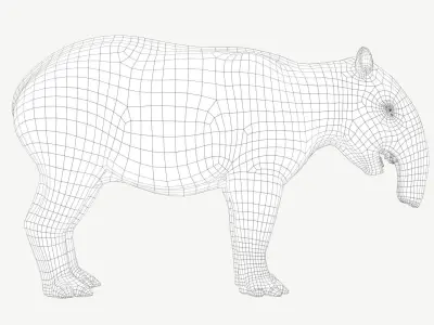 Malayan Tapir Low-poly 3D model