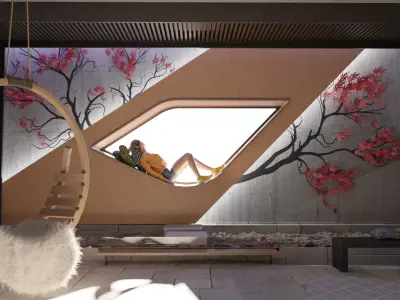 Complete Interior Scene - Chill Room - Lounge 3D model