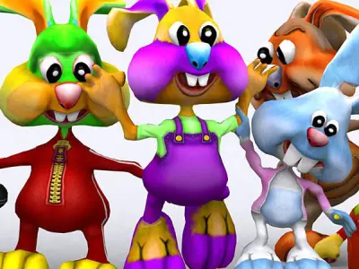 3DRT - Toonpets Bunnies Low-poly 3D model