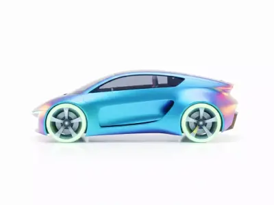 Iridescent Next-Gen Electric Concept Car Low-poly 3D model