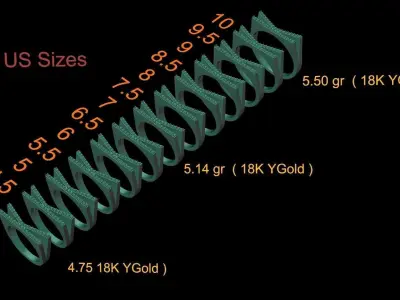 alphabet jewelry ring diamond letter K 3D print model