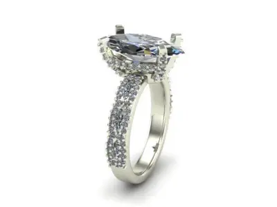 Engagement Ring With Round and Marquise Diamonds  3D model