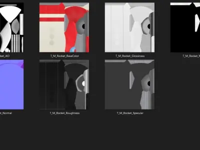 Rocket on the moon PBR Low-poly 3D model