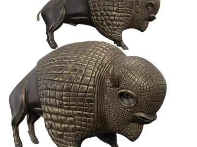 Three Stylized Cow Statues-Decorative Bull Figurines 3D model