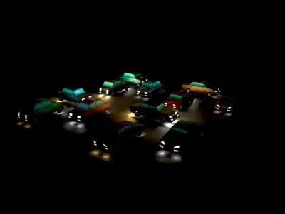 Pack of cars Low-poly 3D model