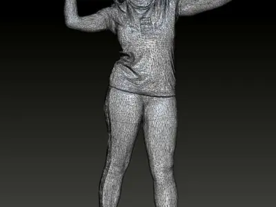 Young african-american woman in sportswear throwing a ball 222 Low-poly 3D model