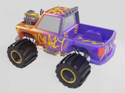 Lowpoly Monster Truck Low-poly 3D model