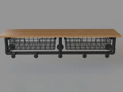 Pipe Shelving With Storage 3D model