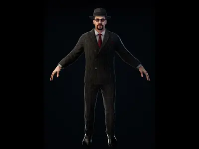 1950s Businessman  Mafia Character  NPC  Rigged Low-poly 3D model