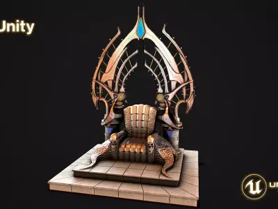 Fantasy Throne Low-poly 3D model