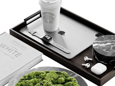 Decor set 6 marble tray 3D model