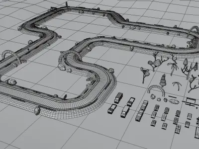 Race Track Collection for Games Low-poly 3D model