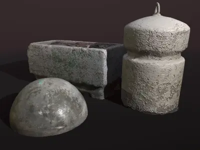 Street Elements Concrete -  3d Photoscan Low-poly 3D model