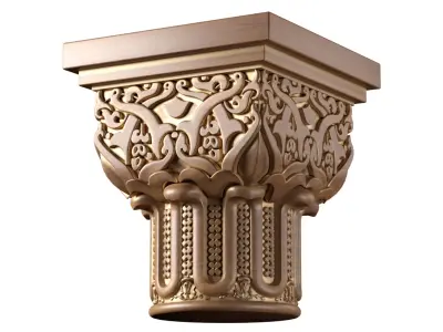 Arabic Oriental Wooden Column Capital 3D model