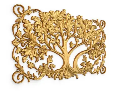 mural tree decor set ornament 01 3D model