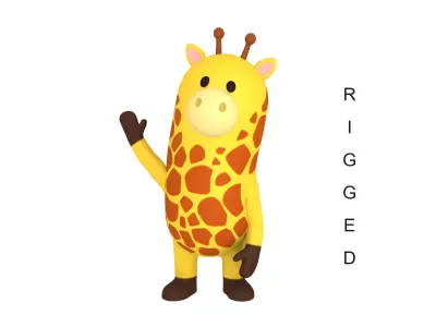 Rigged Cartoon Giraffe 3D model