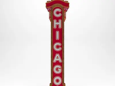 Chicago Theater Sign Vertical 3D model