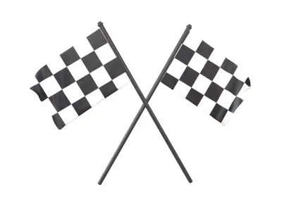 Checkered Racing Flag v2 001 Low-poly 3D model