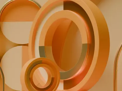 Abstract Geometric 3D Composition with Minimal Gold Accents Low-poly 3D model