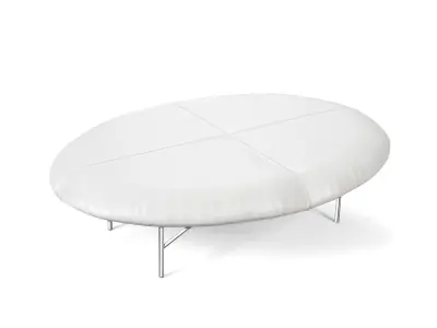 Leather Foot Stool - Black and White 3D model