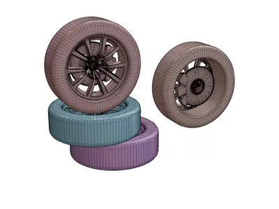 Wheel set Low-poly 3D model