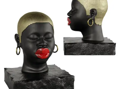 Modern Figure Head Female Black Red Lip   3D model