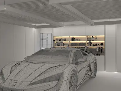Car studio interior 3D model