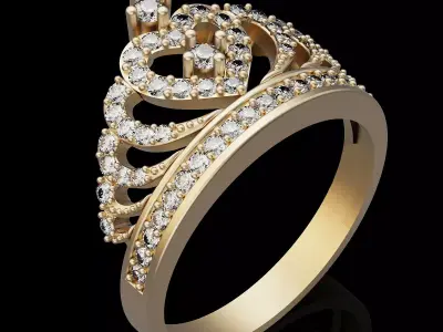 Crown ring silver gold jewelry printable 3D model 3D print model