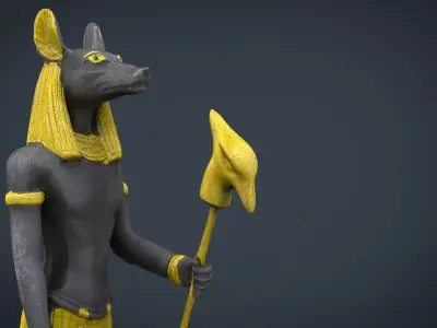 ANUBIS egyptian statue of person Low-poly 3D model