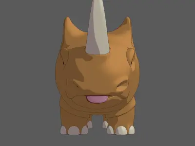 Rhnino cartoon Low-poly 3D model