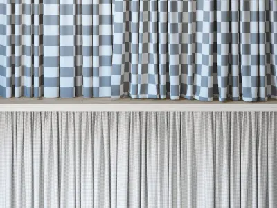 Curtains with tulle set 05  3D model