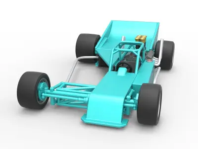 Supermodified rear engine race car Version 2 Scale 1 to 25 3D print model