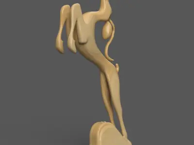 Elegant Minimalist Jumping Deer Sculpture 3D print model