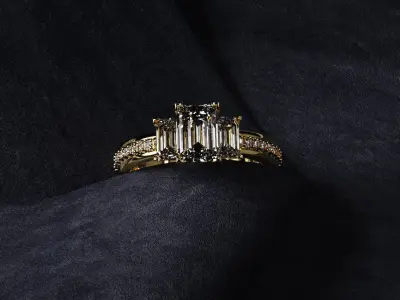 Triple Diamond Luxury Ring 3D print model