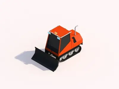 Cartoon Low Poly Toy Snowcat Illustration Free low-poly 3D model